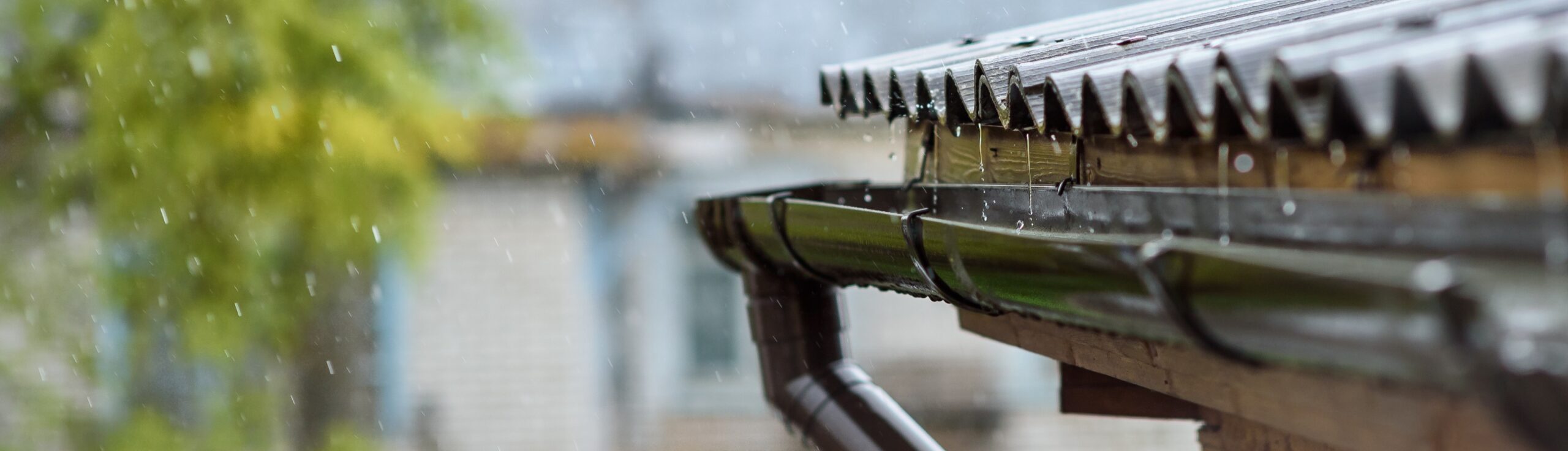 rain flows down from the roof