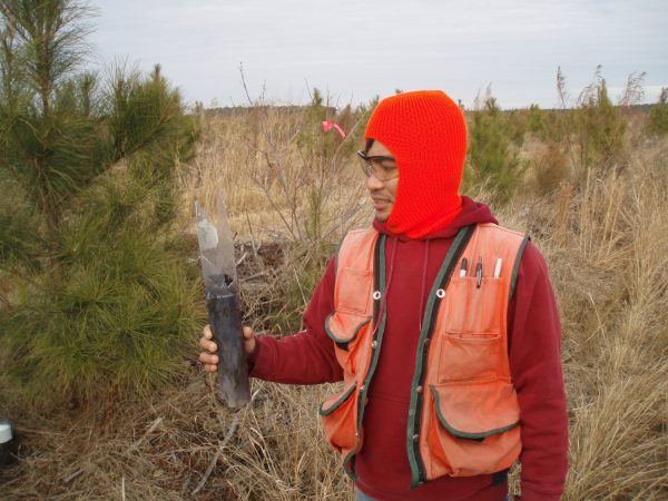 holding sample in field