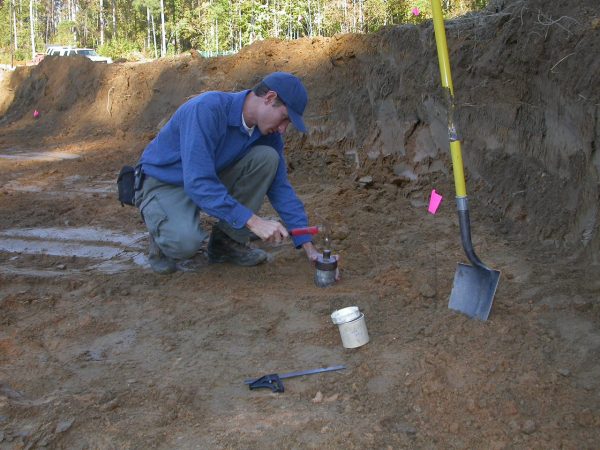 collecting undisturbed soil sample