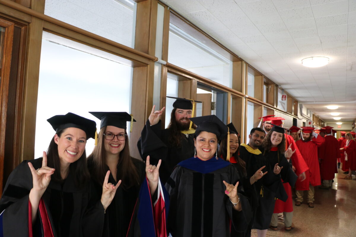 Students lined up for graduation